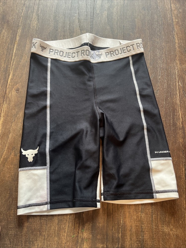 Under Armour Project Rock Bike Shorts Womens Small Compression High Rise Gym
