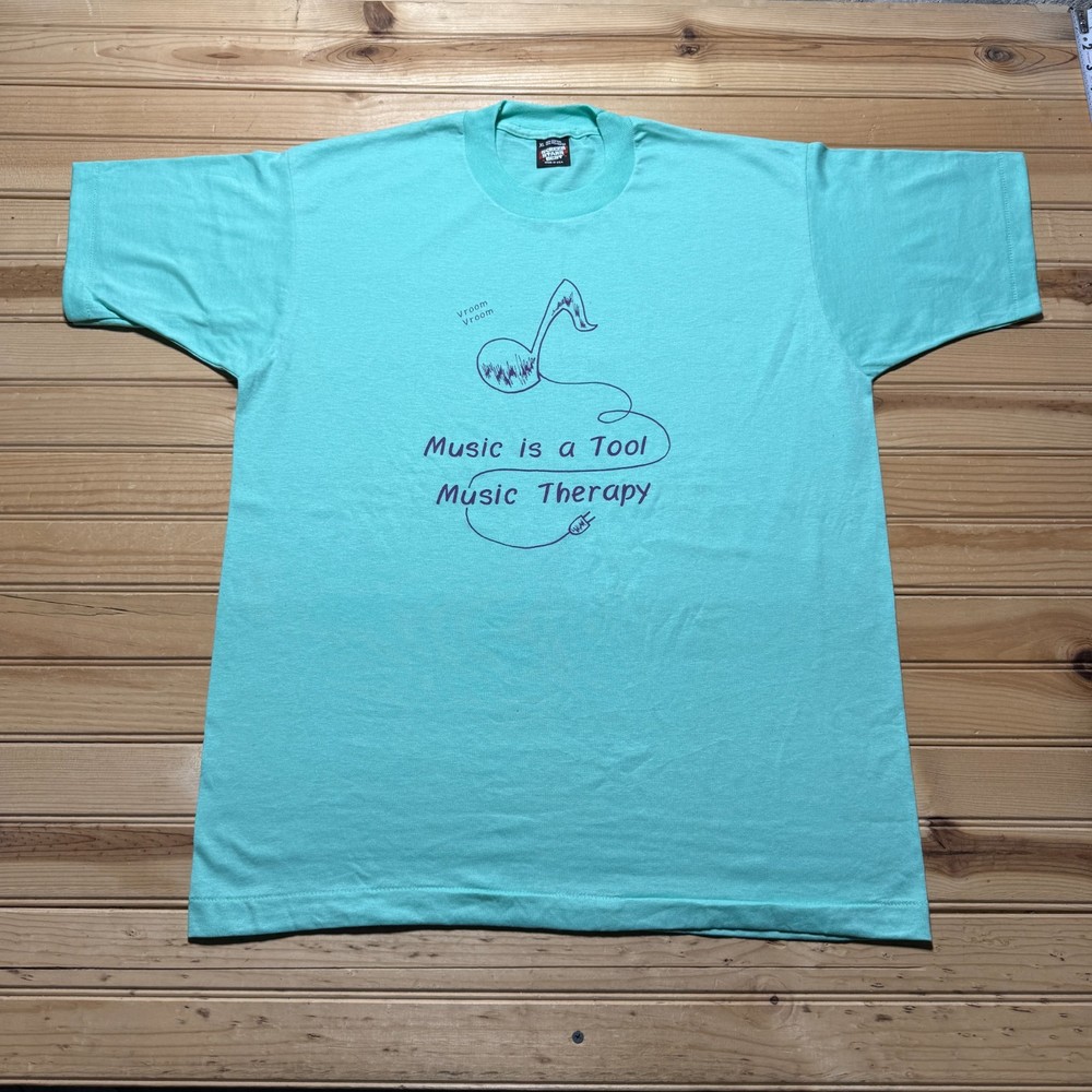 Vintage 80s Music is a Tool Music Therapy Single Stitch Graphic T-Shirt USA - XL