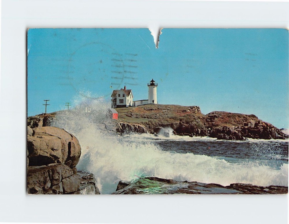 Postcard Nubble Lighthouse York Beach Maine USA