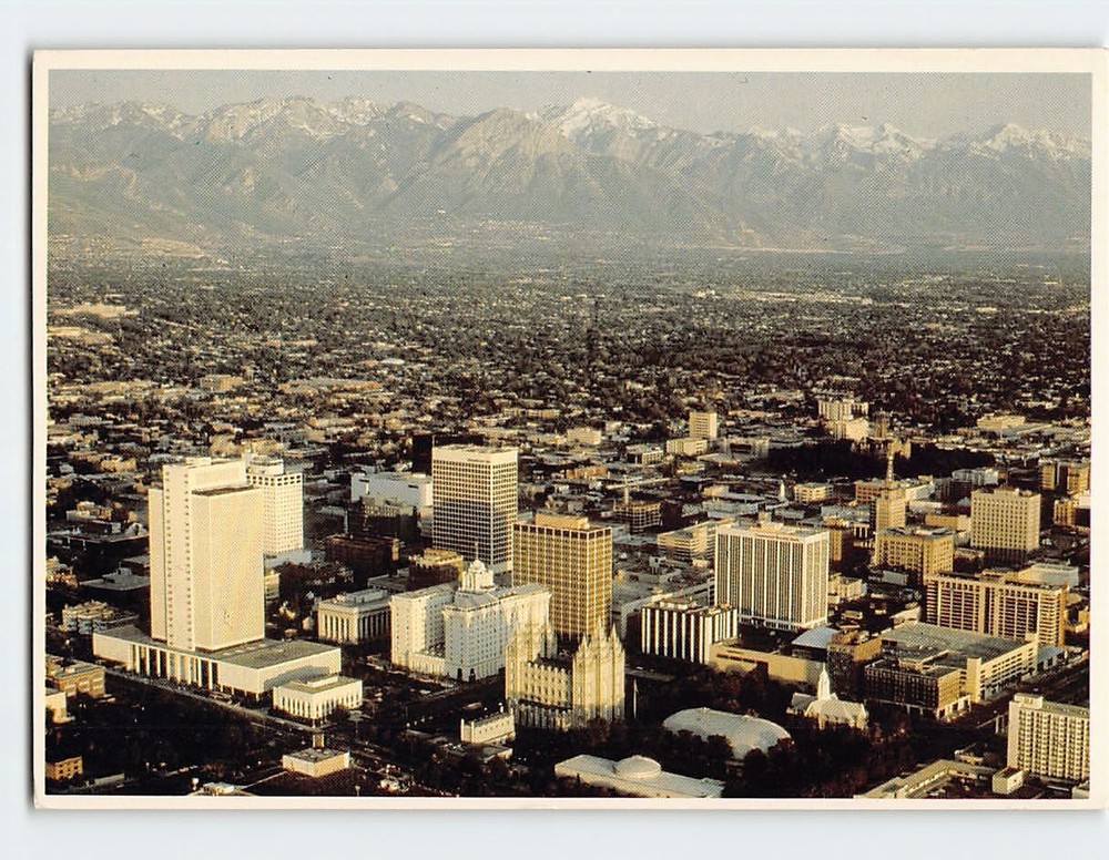 Postcard Aerial view of downtown Salt Lake City Utah USA