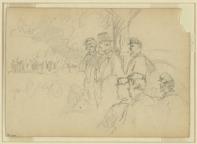 Officers,Gentlemen watching Ceremony,American Civil War,Alfred Rudolph Waud