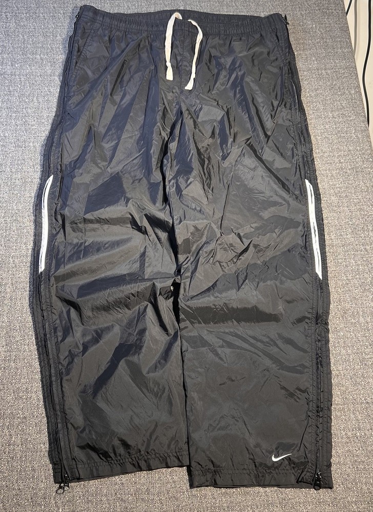 Nike Windbreaker Track Pants, Black, Nylon, 90s/Y2k Vintage Large