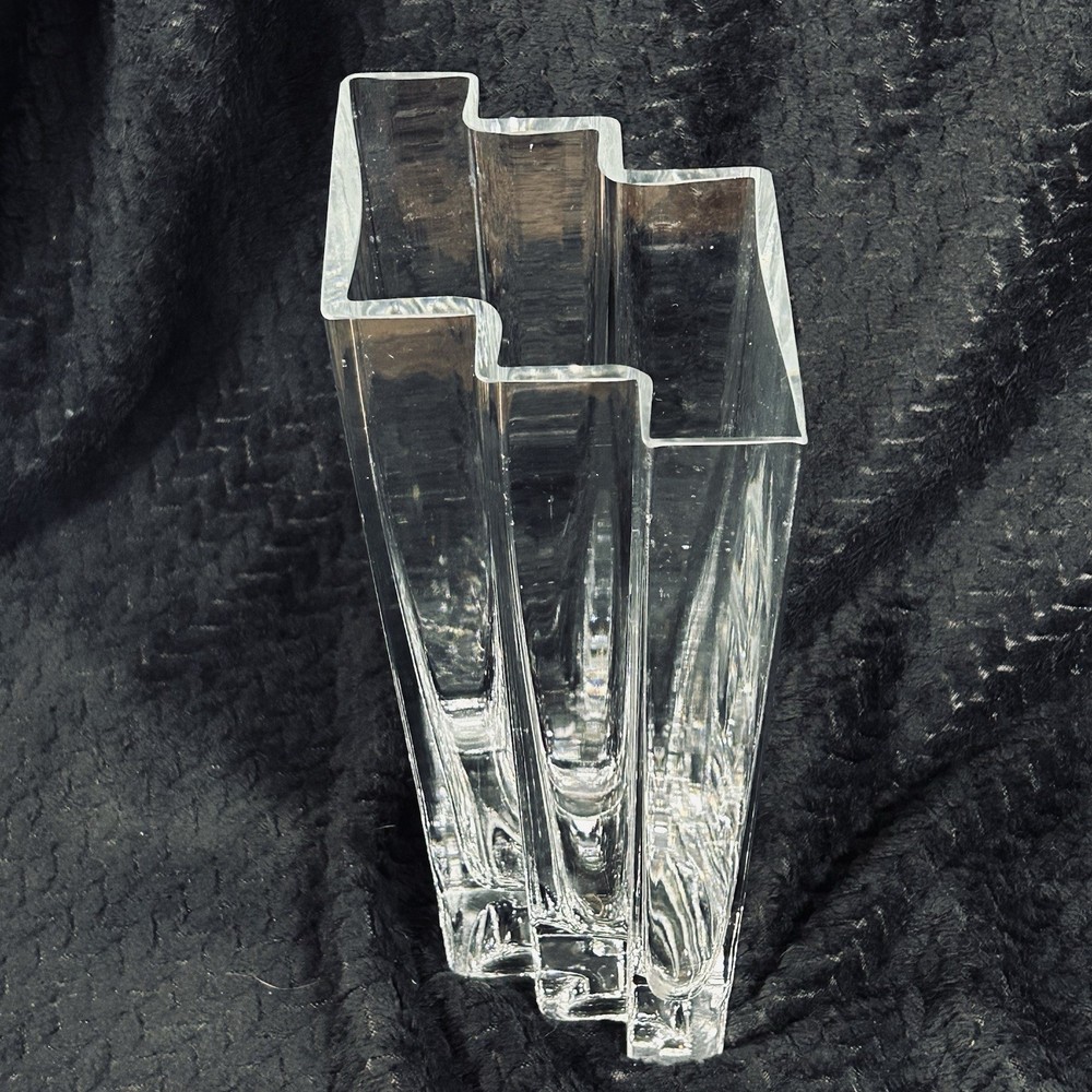 Vintage Iittala Pinja Crystal Glass Vase Tapio Wirkkala Finland Art MCM