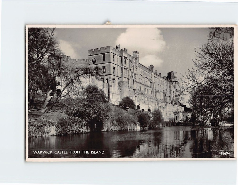 Postcard Warwick Castle from the Island Warwickshire England United Kingdom