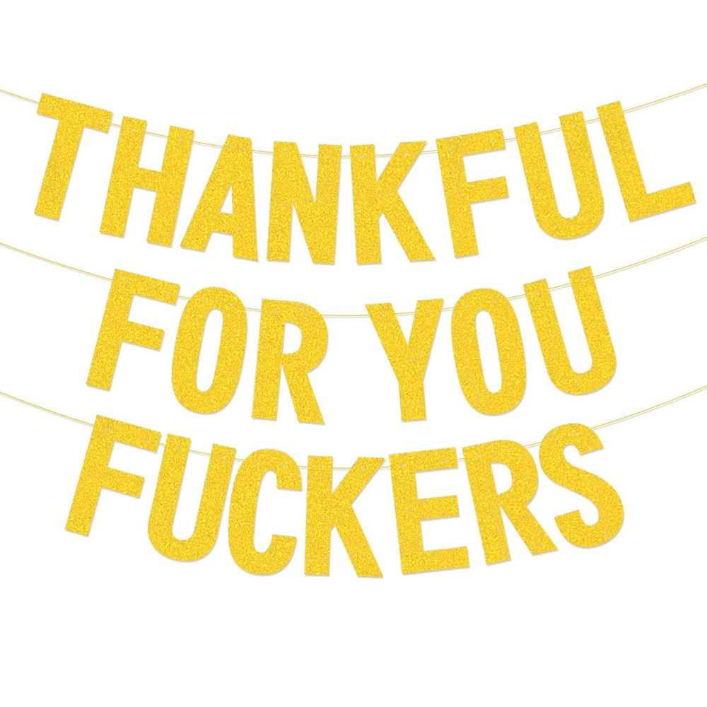 Glitter Thanksgiving Banner for Mantel Porch Decor Thankful for You Sign