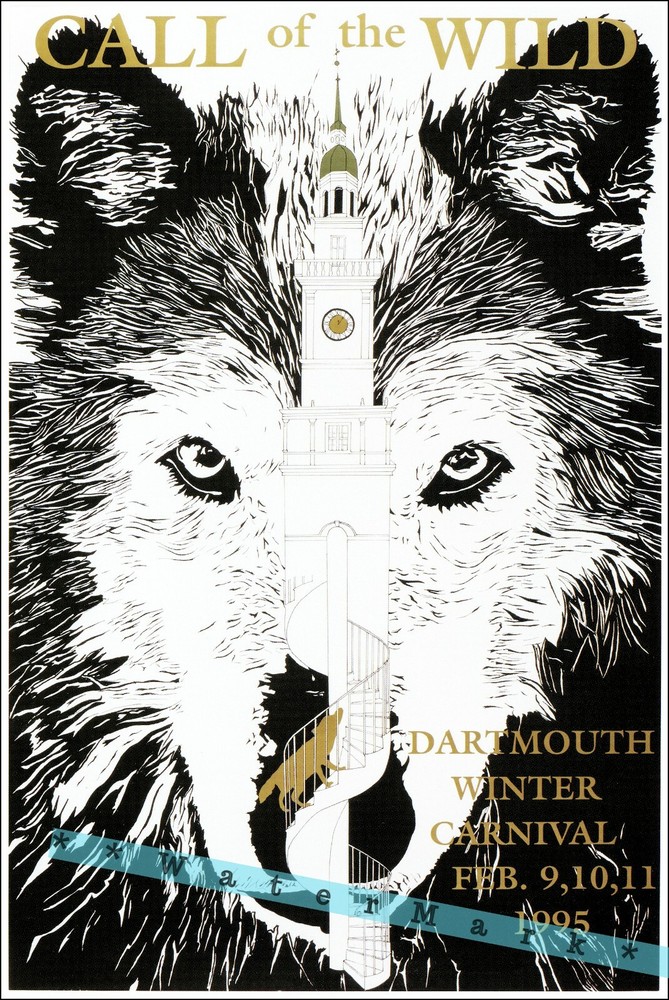 Ski Dartmouth 1995 Winter Carnival Vintage Poster Print Retro Style Skiing Art