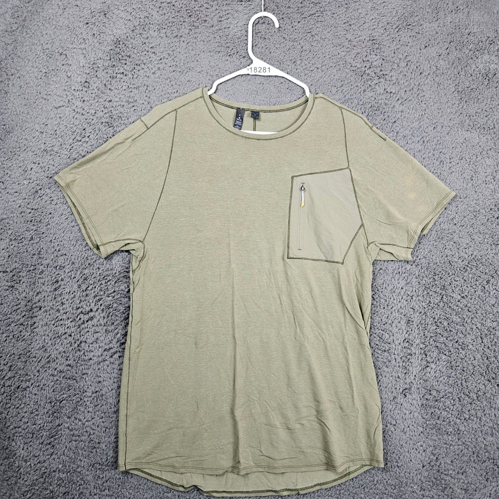 Lululemon the Lab Mens Small Short Sleeve T Shirt Olive Green Pocket Casual Top
