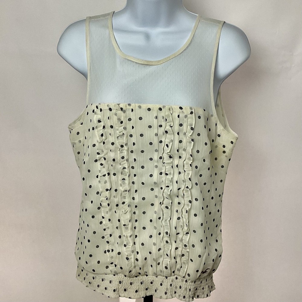 Holister Women's Sleeveless Top Polka Dots And Ruffle Front Size Small