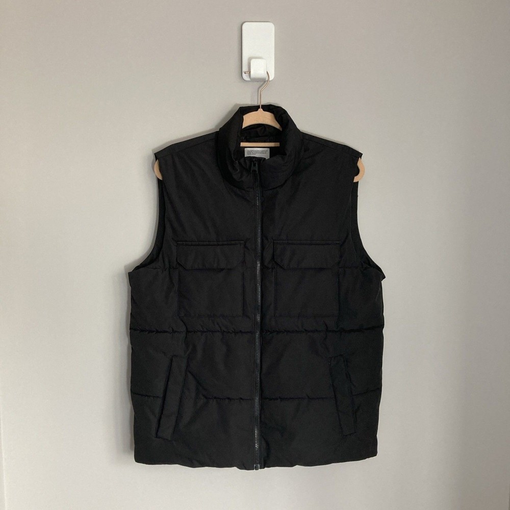 Only Sons Gilet Mens Medium Oversized Puffer Vest Bodywarmer Black Tactical