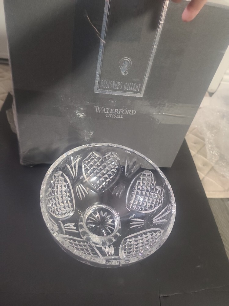 Waterford Crystal 8 Inch Footed Bowl Diamond Heart Cut Wedding Heirloom Ireland New $475