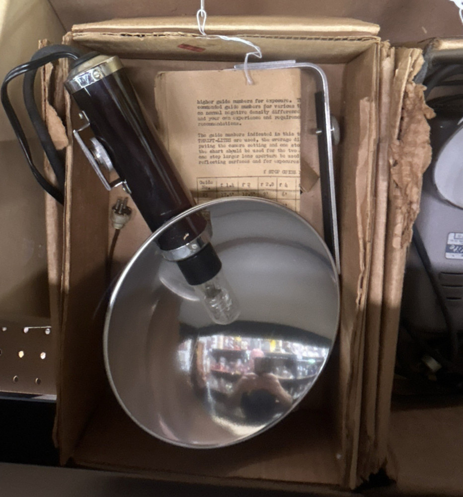 Thrift-Lite Corded Handheld Reflector Electric Lamp, Switch, Metal, Silver/Brown