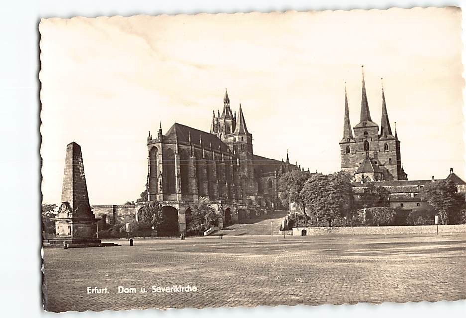 Postcard Erfurt Cathedral and the Severikirche in Erfurt Germany