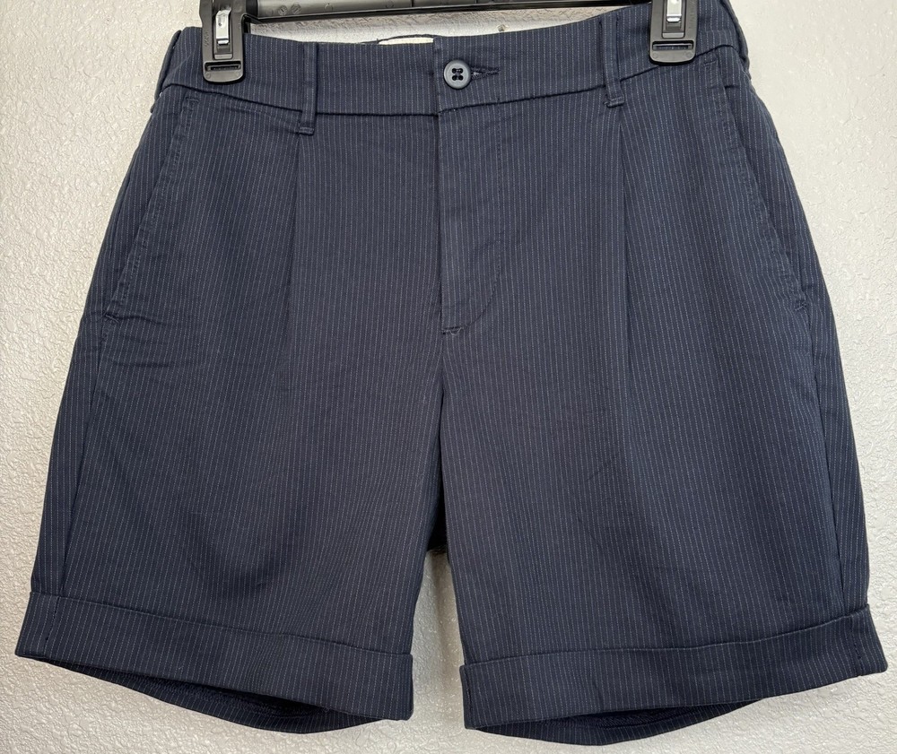 Abercrombie Fitch Mens  Chino Shorts 29 Navy Blue Stripe Preppy Retro Collegiate