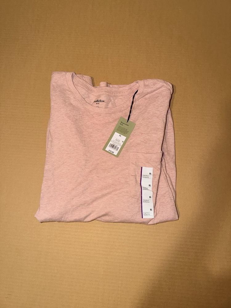Goodfellow & Co Men's Pink Long Sleeve Pocket Crew Neck T-Shirt XL