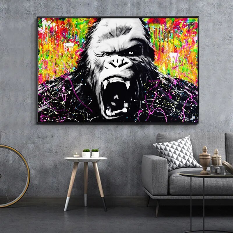 Graffiti Art Canvas Painting Angry Abstract Orangutan Pop Art Canvas Prints Art-image