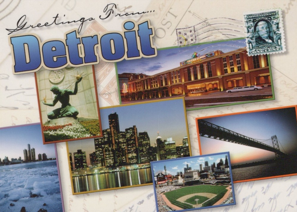 Greetings From Detroit Michigan 4x6 Postcard