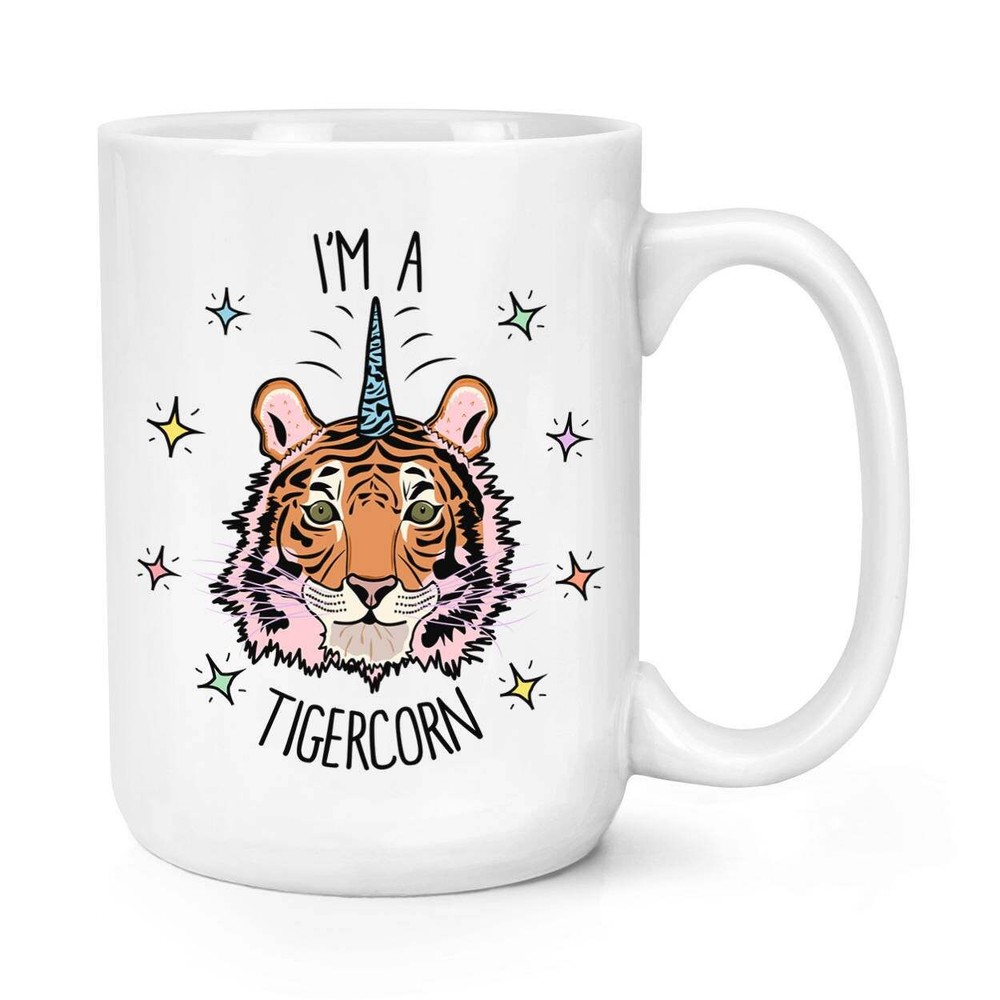 Tigercorn Coffee Mug Large Ceramic Cup with Fantasy Design  