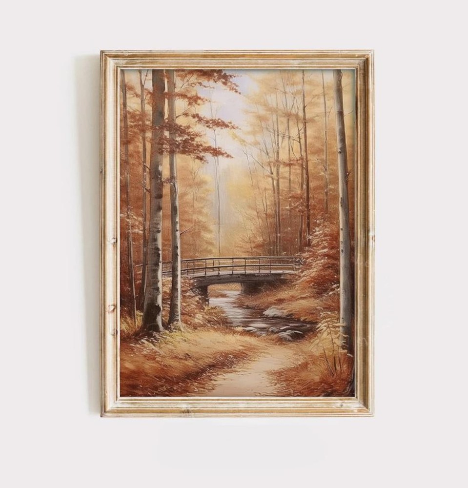 Vintage Autumn Landscape Painting Fall Home Decor Autumn Painting Autumn Decor