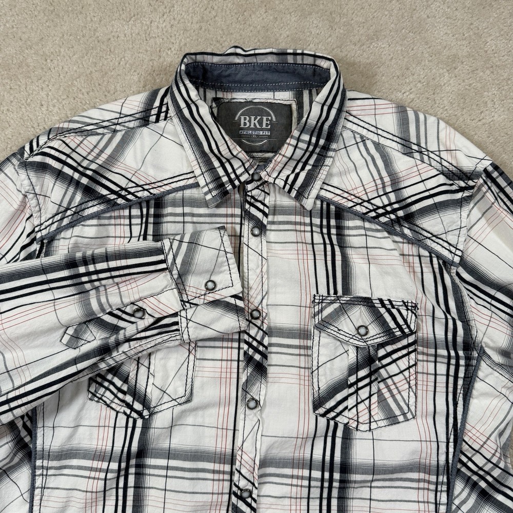 BKE Buckle Snap Athletic Fit Shirt Mens XL Long Sleeve Pearl Snap Western Rodeo