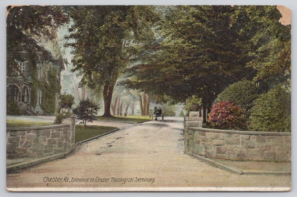 Chester, PA Crozer Theological Seminary Entrance Postcard c1910 Posted