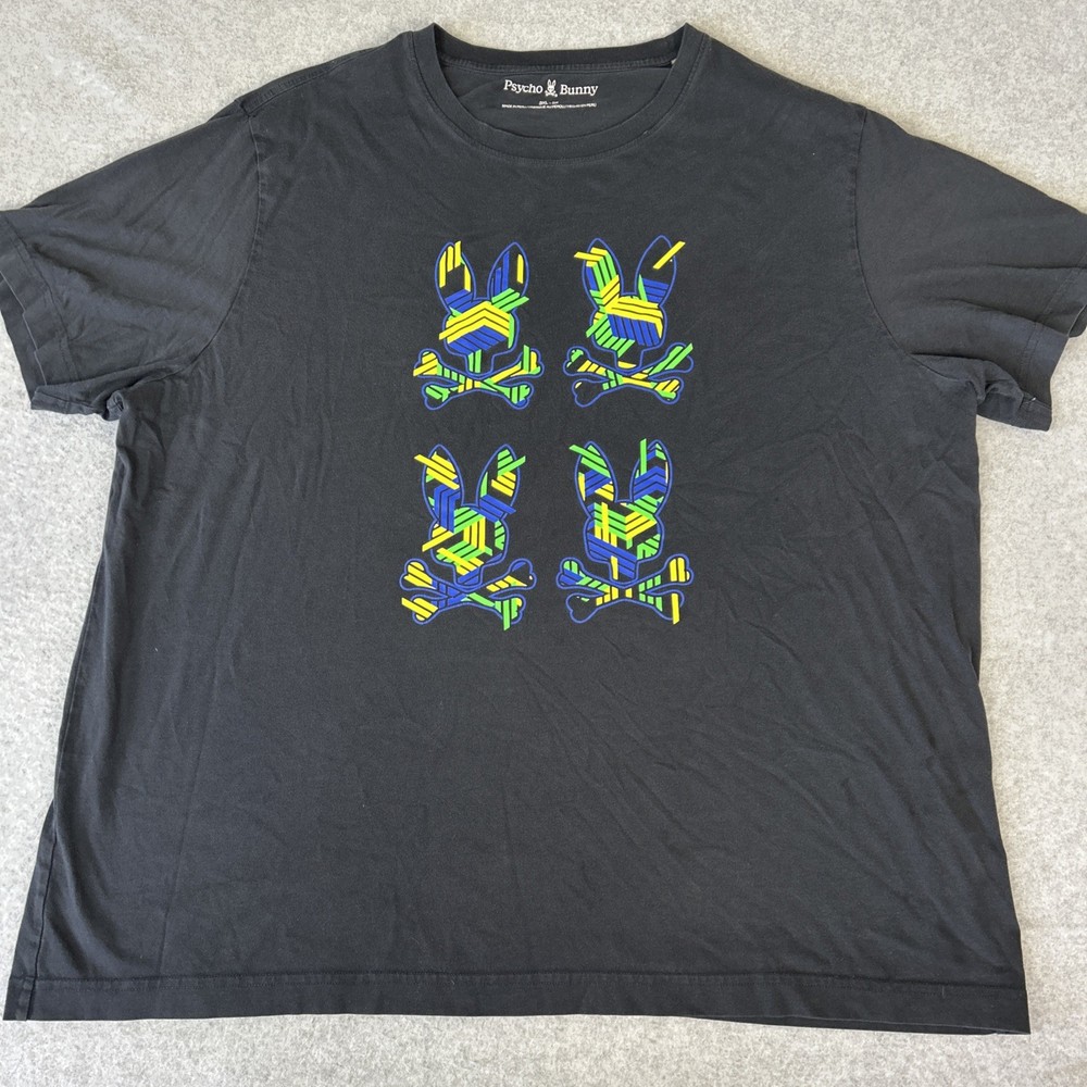 Psycho Bunny Black Pima Cotton T-Shirt Graphic Mens Short Sleeve Tee Size 3XL