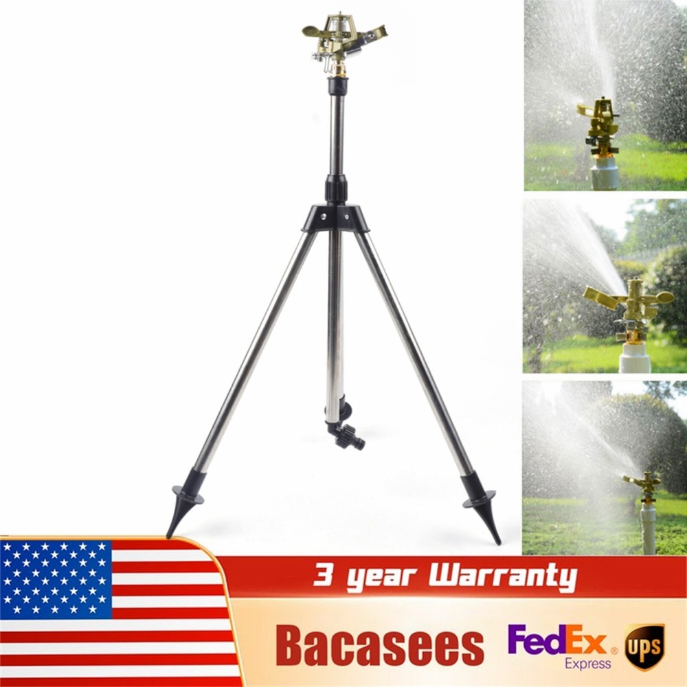 Large Area Impact Sprinkler Tripod Base Water Sprinkler for Lawn Yard Garden US