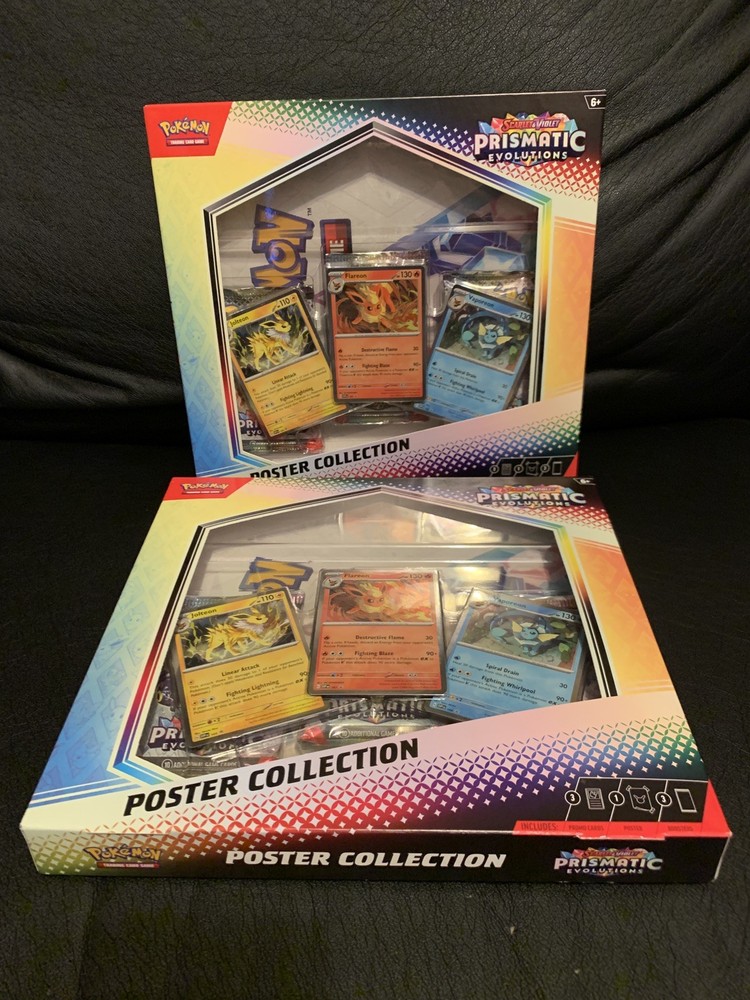 Pokémon Prismatic Evolutions Poster Collection Box Lot of 2 Sealed TCG