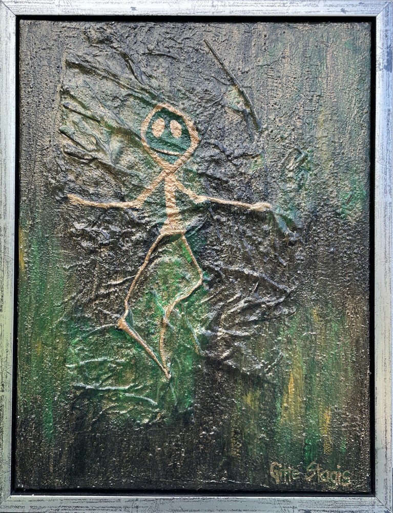 Modern Art Abstract Composition with Figure Danish Midcentury Vintage-image