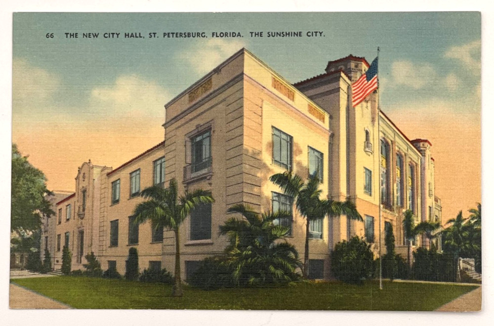 The New City Hall St. Petersburg Florida Linen Postcard