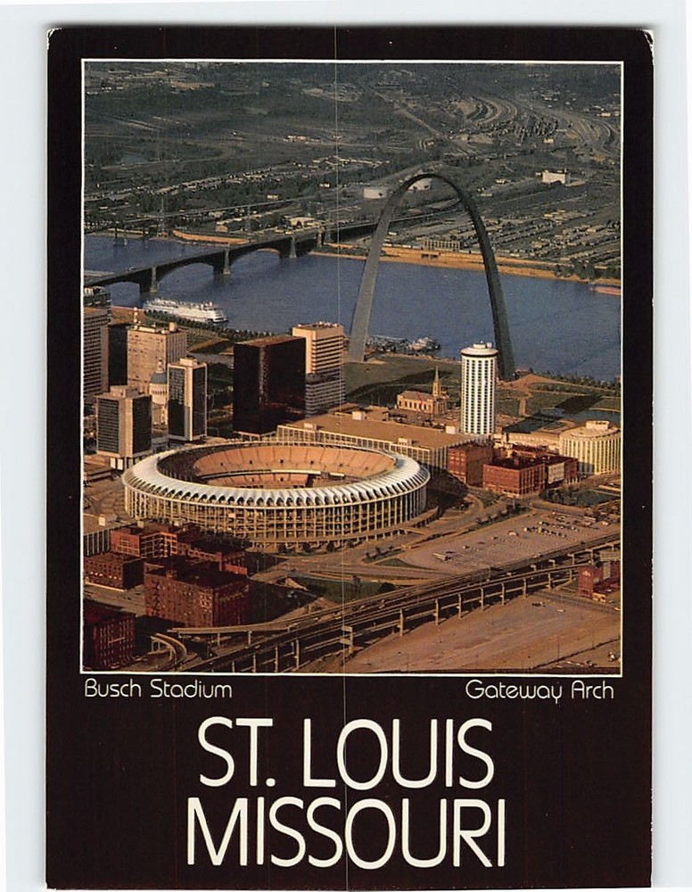 Postcard Aerial View Busch Stadium & Downtown St. Louis Missouri USA
