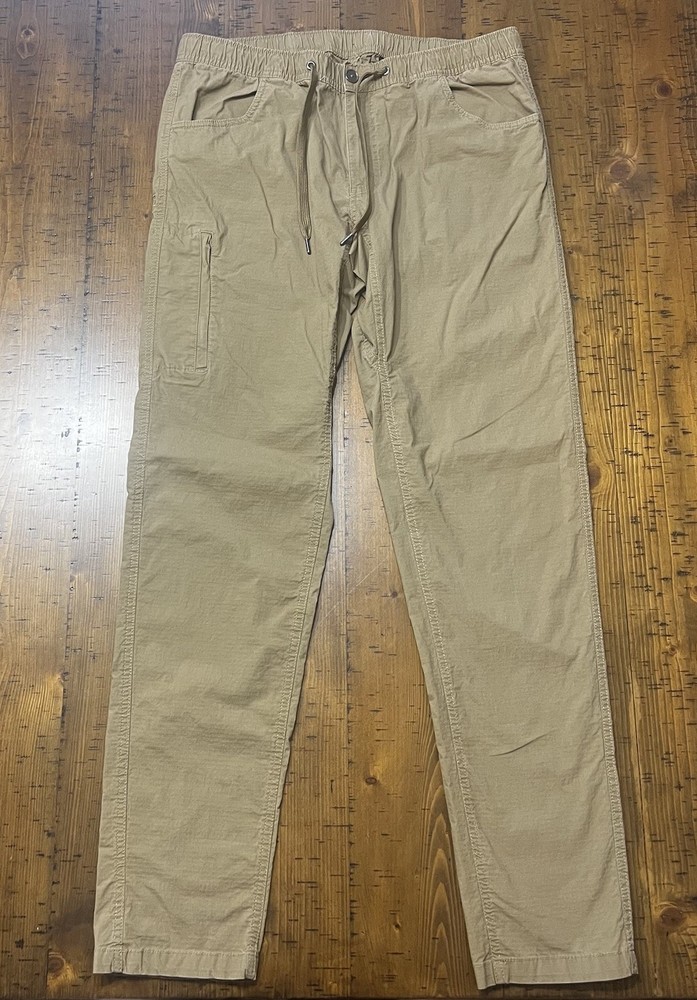 BYLT Weekender Pant Men's XL Tan Khaki Stretch Ripstop Premium Basics Drawstring