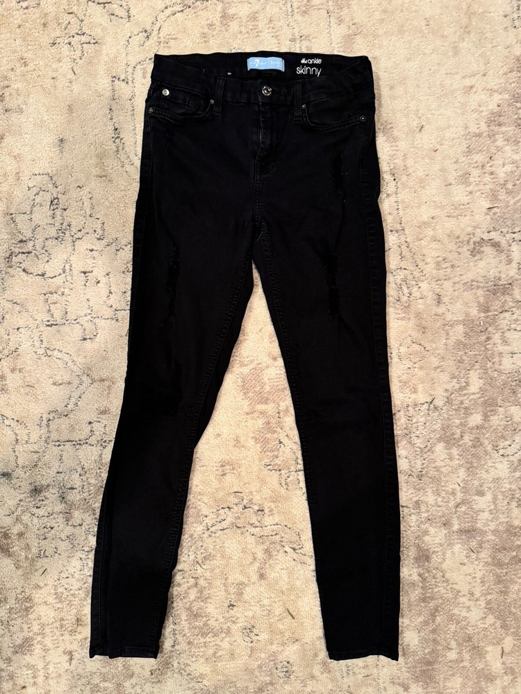 7 For All Mankind The Ankle Skinny Jeans Black Size 26