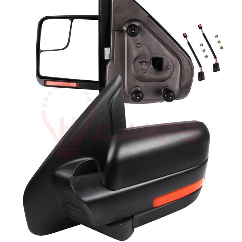 For 2004-2014 Ford F-150 Power Heated Puddle Light Side Signal Tow Mirrors Pair