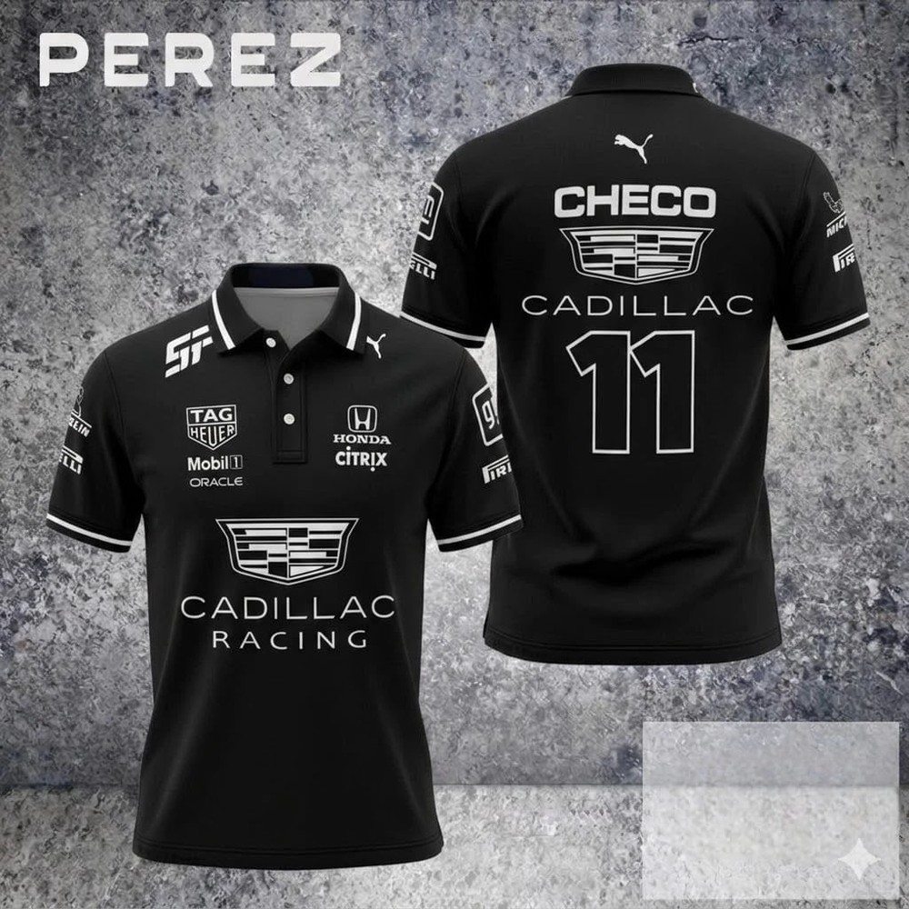 NEW! Checo #11 Perez Cadillac Racing Team 2026 All Over Print Polo Gift Fan