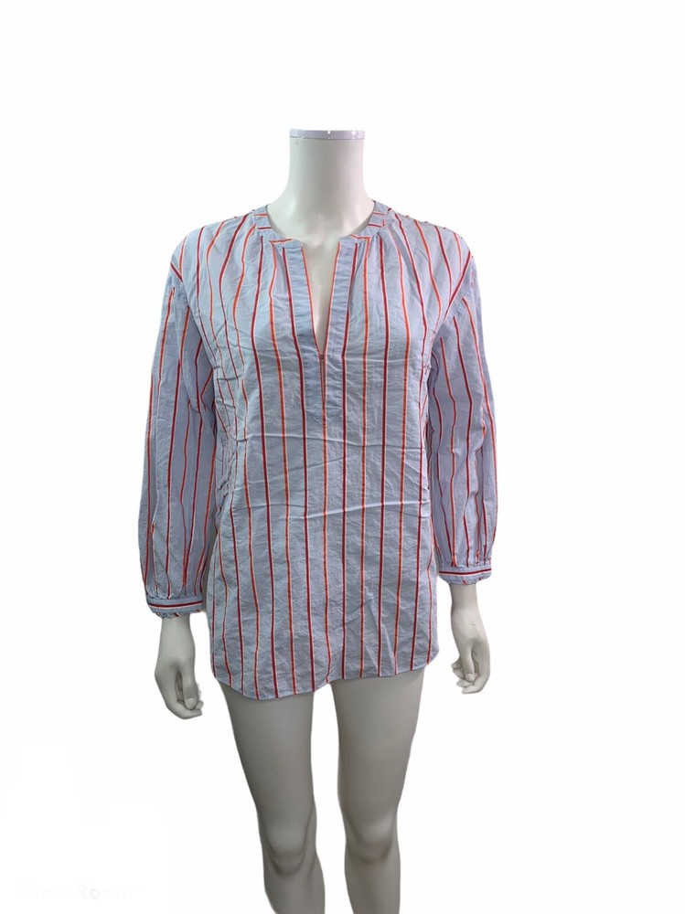 Nordstrom Signature Women’s Size Small Long Sleeve V Neck Striped Blouse