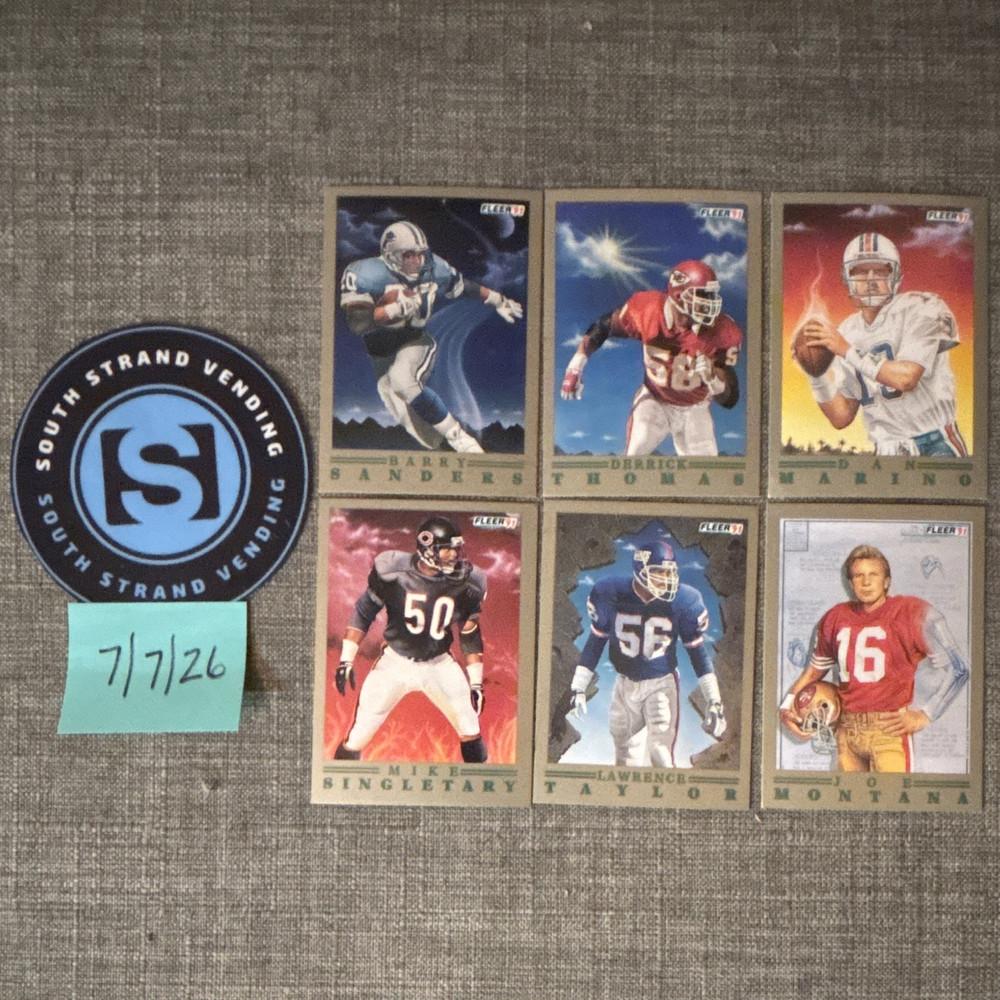 Fleer 1991 Pro Visions NFL Insert Card Lot (6) Sanders Marino Montana
