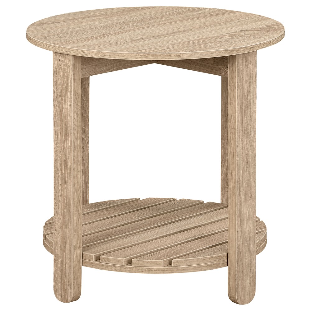 Coaster Fowler Round 1-Shelf Engineered Wood End Table in Natural Finish