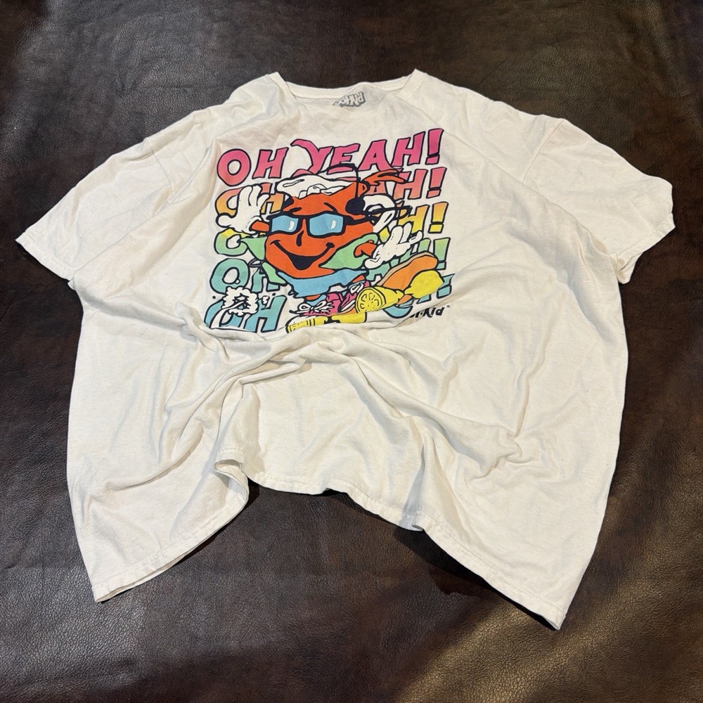 Kool-Aid Man Graphic White Cotton Men's XL Jersey Crew Neck T-Shirt