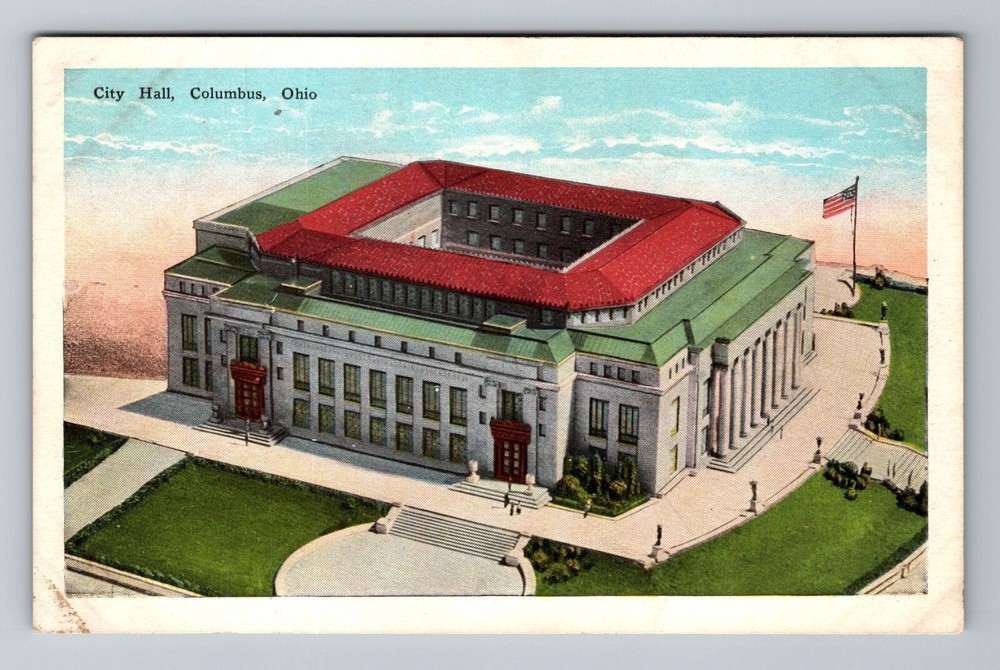 Columbus OH-Ohio, City Hall, Antique Vintage Souvenir Postcard