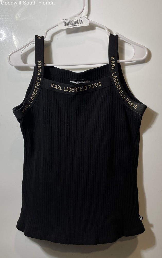 Karl Lagerfeld Womens Black Square Neck Stretch Pullover Tank Top Size Medium
