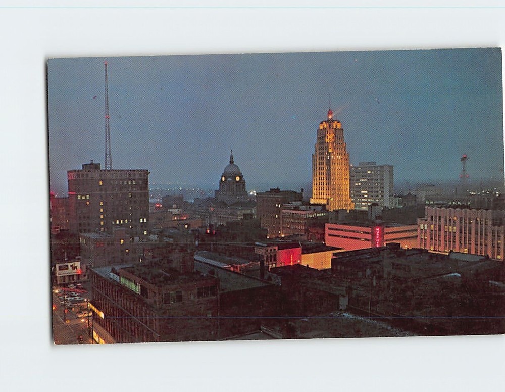 Postcard Skyline View Allen County Court House Fort Wayne Indiana