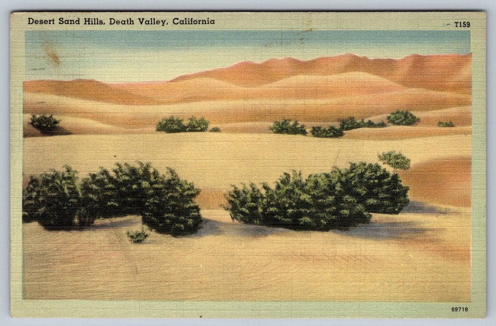 Vintage Linen Postcard Desert Sand Hills Death Valley California T159