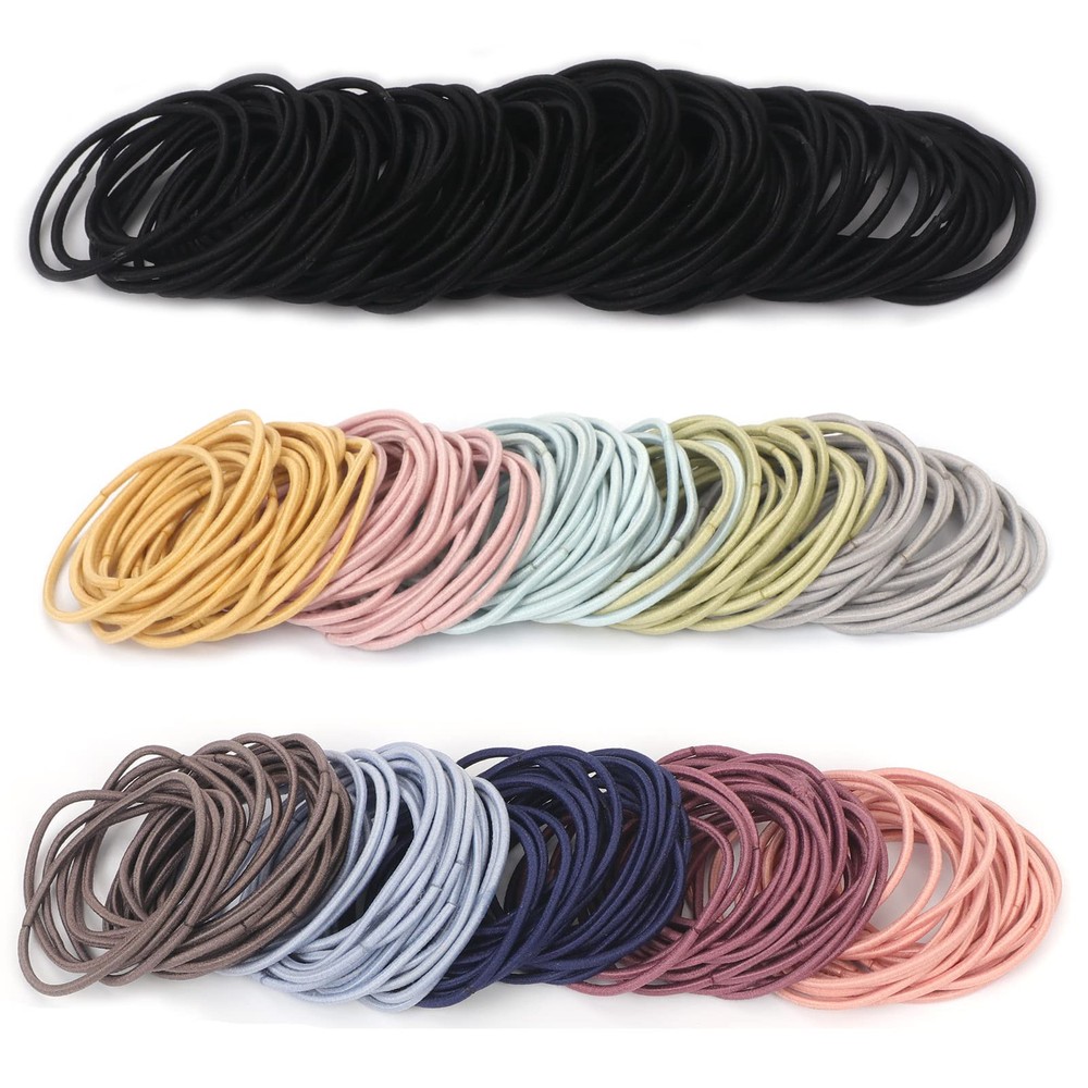 Unaone 300 PCS Stretchable No Crease Rubber Hair Elastics Bands