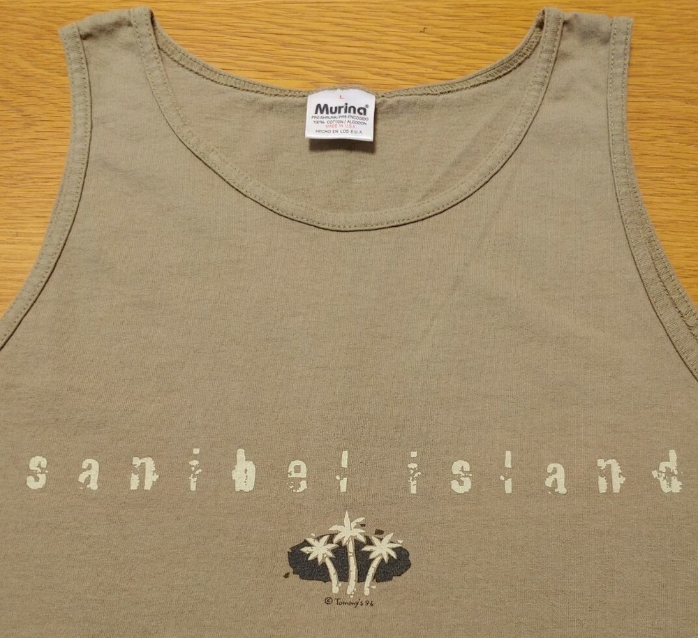 Vintage Sanibel Island Florida Tank Top T-Shirt - Size L - Made in USA