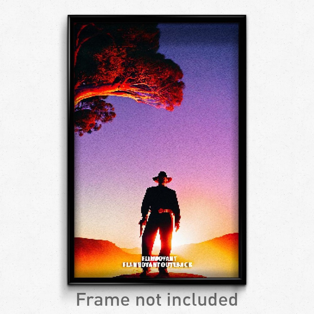 Pixel Art Poster - Flamboyant Outback (8 Bit Psychedelic Video Game Print)