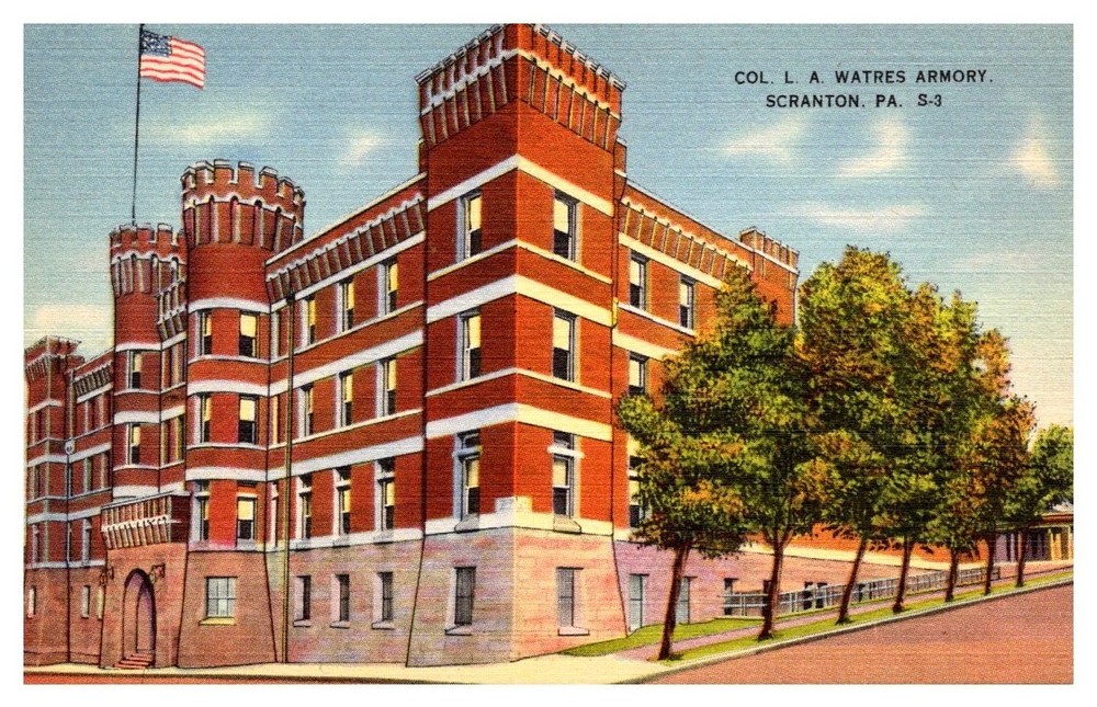 1940s Colonel LA Watres Armory Building Scranton Pennsylvania Vintage Postcard