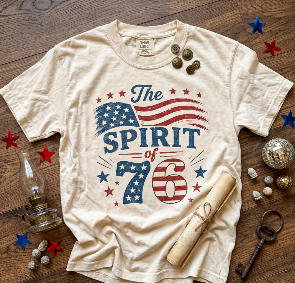 Comfort Colors Vintage Spirit Of 76 250th Anniversary Tee, Patriotic American
