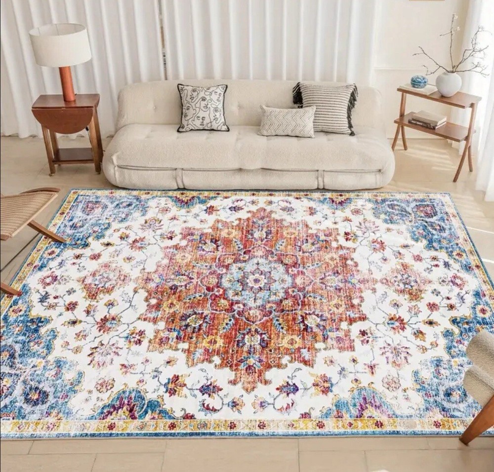 6x9 Moroccan Boho Medallion Rug, Machine, Washable ￼
