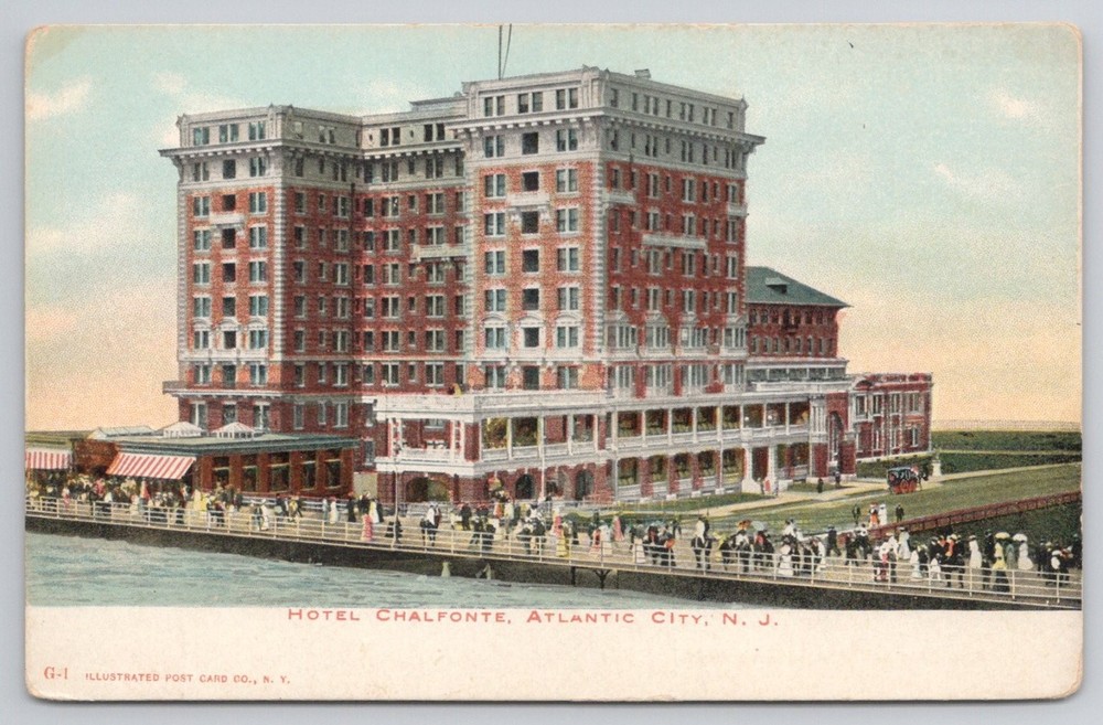 Hotel Chalfonte Atlantic City NJ Boardwalk Vintage Postcard Illustrated