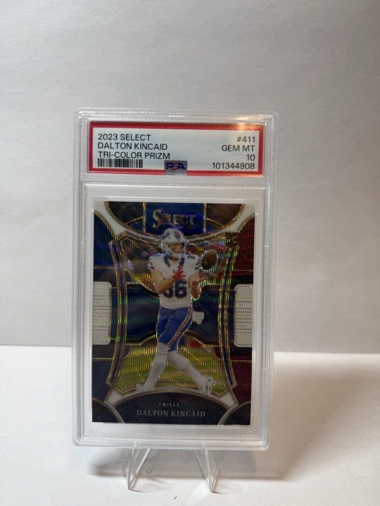 Dalton Kincaid 2023 Panini Select RC Suite Tri-Color Prizm SP /149 PSA 10 #411